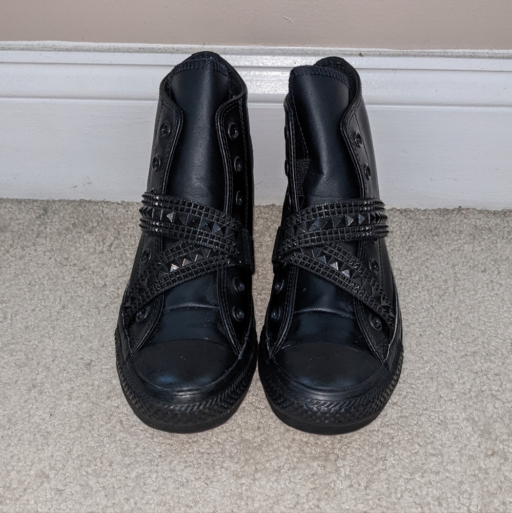 Studded strapped converse